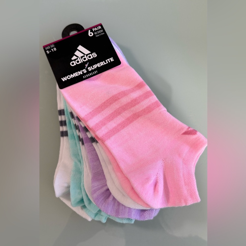 Adidas Women’s Superlite No Show Socks 6 Pairs Size 5-10